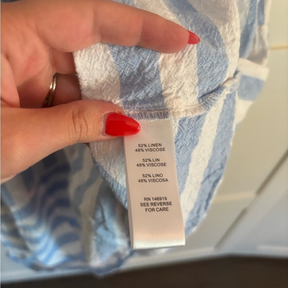 Casa Cabana Diane Stripe Linen Blend Midi Dress Size Small Coastal Beach Resort - Picture 3 of 7